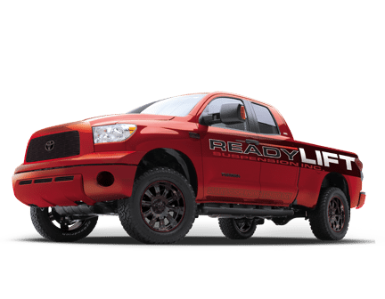 Red Toyota Tundra with ReadyLift SST Lift Kit