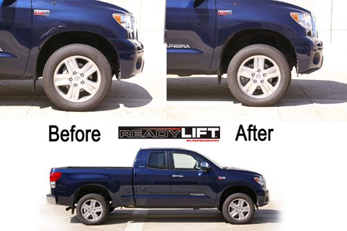 Toyota Tundra with ReadyLift Leveling Kit stock versus lifted