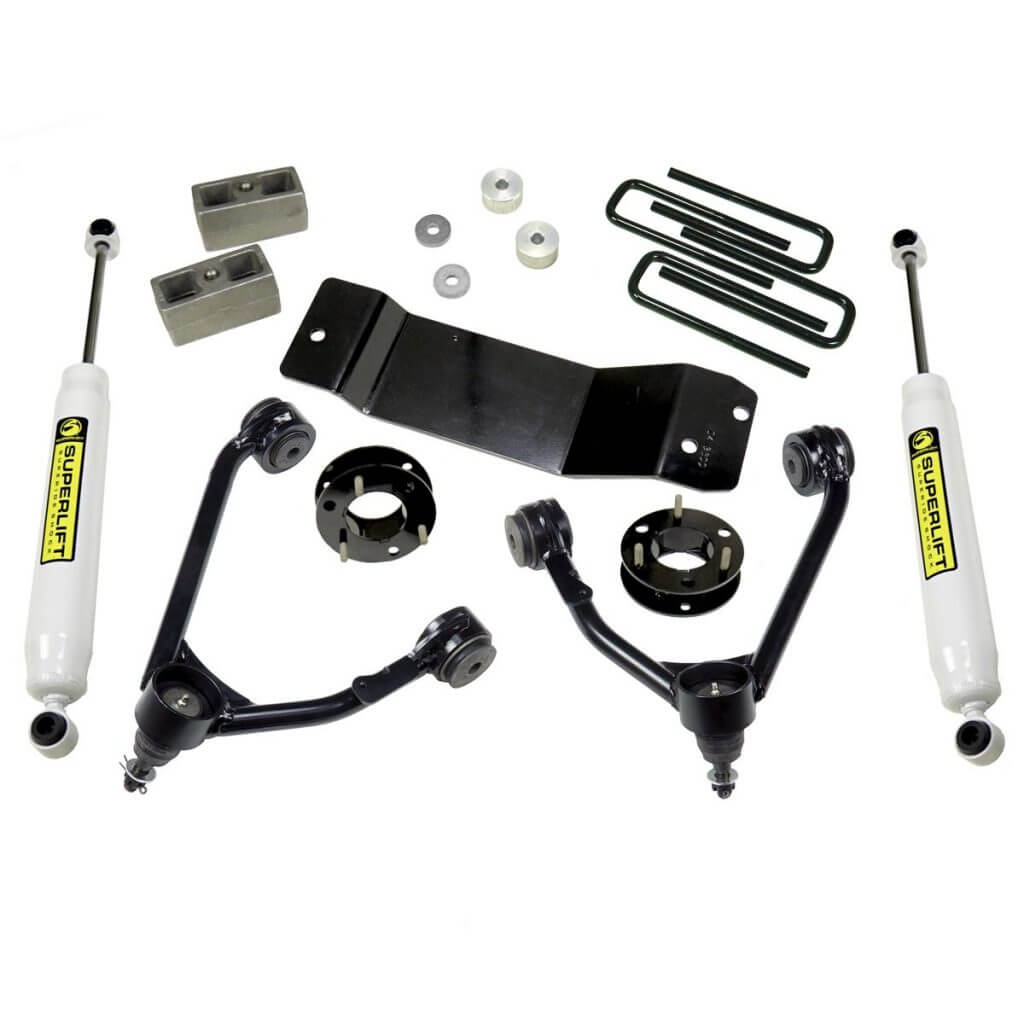 SuperLift 3.5" Lift Kit For 2014-2018 Chevy/GMC Silverado/Sierra 1500 4WD with ALUMINUM or STAMPED STEEL Control Arms ONLY - with Superide Rear Shocks