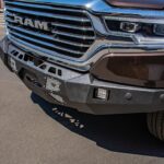 DV8 Offroad Front Steel Reinforced Bumper with winch support for 2019-2021 Ram 1500 - installed side view