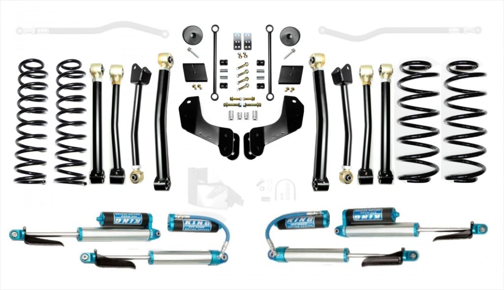 Jeep Wrangler JL 2.5 Inch Heavy Duty Enforcer Overland Lift Stage 4 with EVO SPEC King 2.5 Inch Shocks with Adjusters EVO Manufacturing