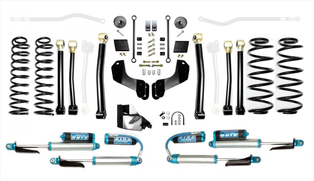 Jeep Wrangler JLU 4.5 Inch Heavy Duty High Clearance Long Arm w/ EVO SPEC King 2.5 Inch Shocks with Adjusters EVO Manufacturing