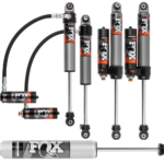 Fox Performance Elite Series 4.5-6 Front-Rear Lift Shocks and IFP Steering Stabilizer for 2018-2022 Jeep Wrangler JL 2WD-4WD 2.5 Reservoir Compression Adjustable