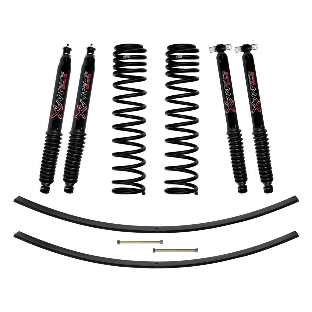 Skyjacker 3" Coils and Leaf Springs. Lift Kit Black MAX Shocks for 84-01 Cherokee XJ - JC301BPBLT