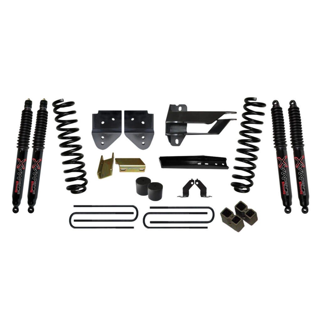 Skyjacker 4" Coils and Blocks Lift Kit Black MAX Shocks for 17-19 Ford F-350 Super Duty. - F17451K3-B