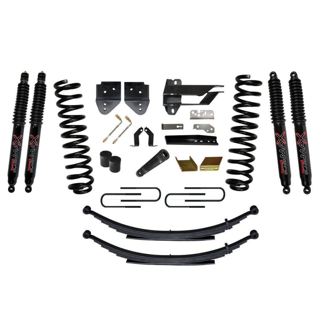 Skyjacker 6" Suspension Lift Kit uses Coils and Leaf Springs. Lift Kit Black MAX Shocks for 17-19 Ford F-250/ F-350 Super Duty Gas - F17601KS-B