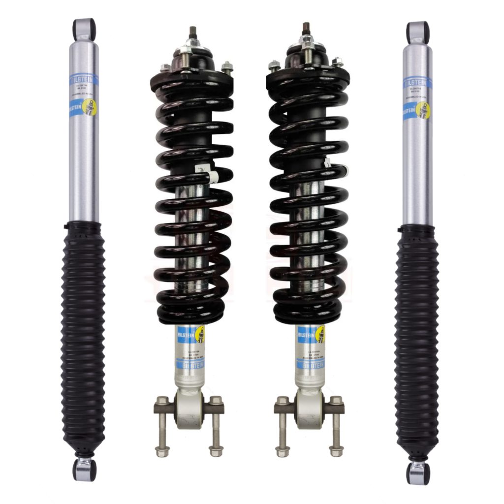 Bilstein 5100 0-2 Lift Front Coilovers with OE Replacement Coils and 5100 0-1 Rear Lift Shocks for 2014 Ford F-150