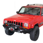 Cherokee XJ Front Winch Bumper W/Grille Guard Bullhead Steel Black Textured Powdercoat Fishbone Offroad - FB22060