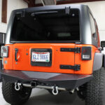 Jeep JK Rear Bumper 07-18 Wrangler JK Rubicon and Unlimited Steel Black Textured Powdercoat Manowar Series Fishbone Offroad - FB22046