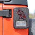 Jeep JK Tail Light Covers 07-18 Wrangler JK Black Textured Powdercoat Fishbone Offroad - FB31043