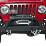 Jeep TJ Front Bumper W/Winch Guard 97-06 Wrangler TJ Rubicon and Unlimited Steel Black Textured Powdercoat Piranha Series Fishbone Offroad - FB22048