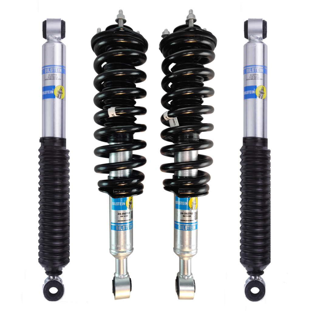 Bilstein 5100 0-2 Lift Assembled Front Coilovers with OE Replacement Springs and 1-1.5 Rear Lift Shocks for 1995-2004 Toyota Tacoma