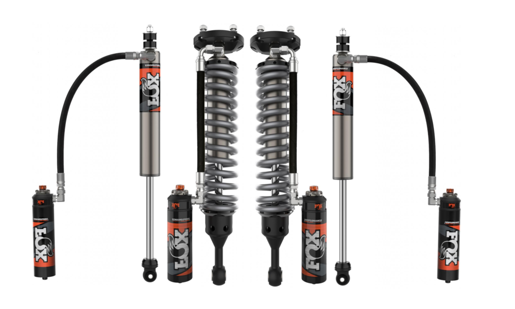 FOX 2.5 Perf Elite Series 3 Front Lift Reservoir Adjustable Coilovers with 2-3 Rear Lift Reservoir Adjustable Shocks for 2007-2021 Toyota Tundra 2WD-4WD