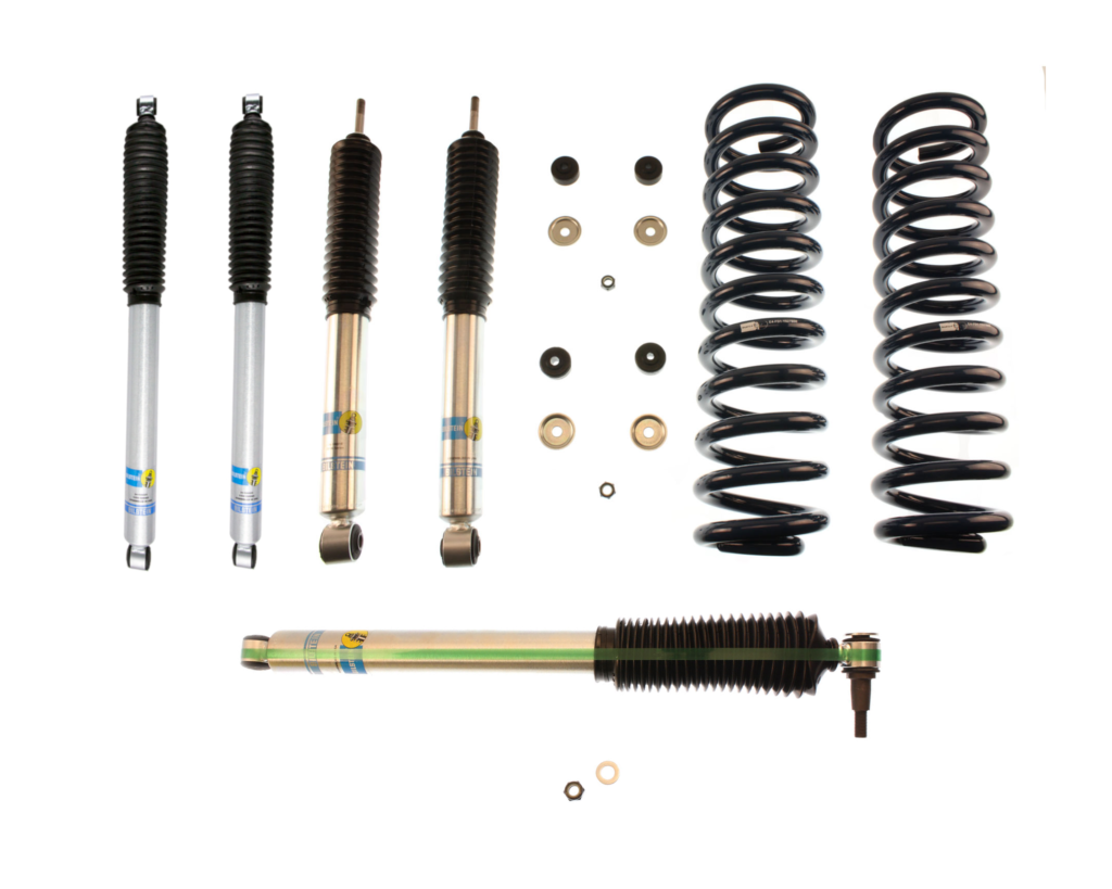 Bilstein 5112 2 Front and Rear Levelling Lift Kit with B8 5100 Steering Stabilizer for 2008-2016 Ford F250 4WD