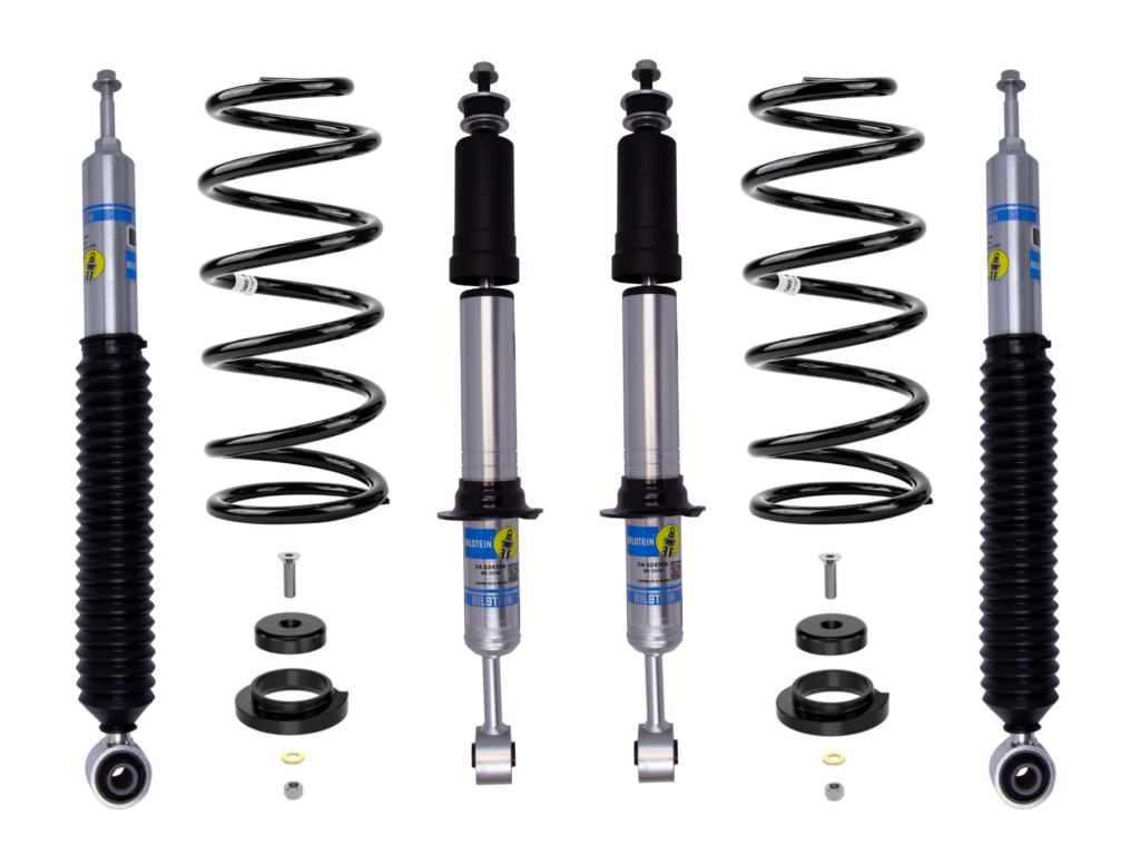 Bilstein 5100 Height Adjustable 0-2.5 Front-0-2 Rear Lift Shocks with OME 2895-2896 Coils and Icon Rear Coil Conversion Kit for 2003-2009 Lexus GX470