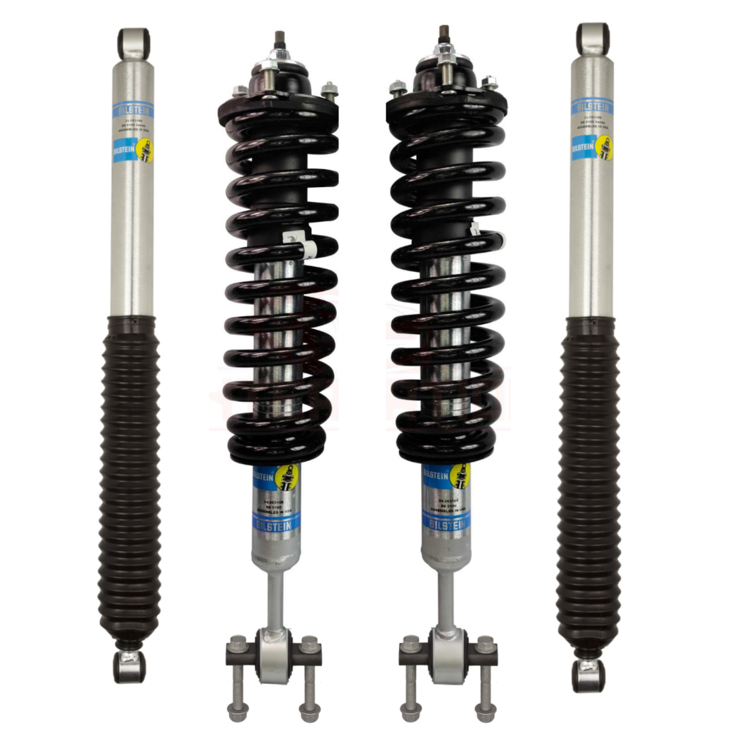 Bilstein 5100 0-2 Lift Front Coilovers with OE Replacement Coils and 0-1 Rear Lift Shocks for 2021-2022 Ford F-150