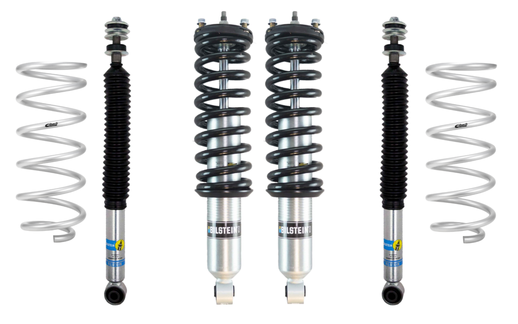 Bilstein 6112 Assembled 1.3-2.9 Front Coilovers with Eibach Pro Lift Rear 1 Coil Springs and 0-1 Rear Lift Shocks Kit for 2001-2007 Toyota Sequoia 4WD