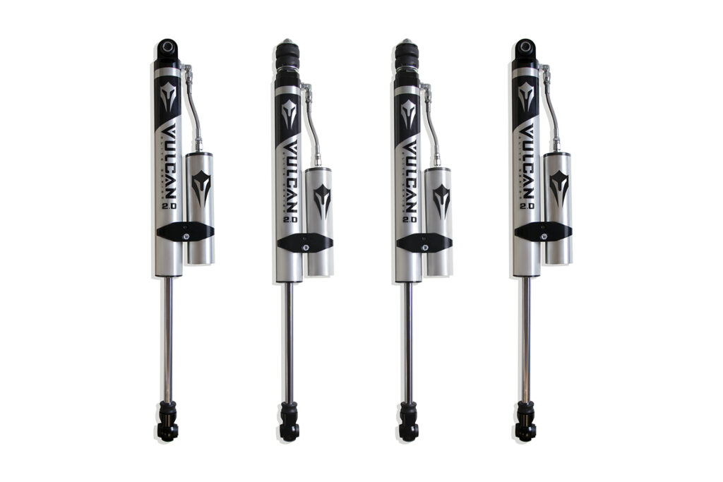 MaxTrac Front & Rear Vulcan Series Reservoir Shocks – 4″ Lift Height for 2013-2024 RAM 3500 4WD without Factory Rear Air Ride-947340VR