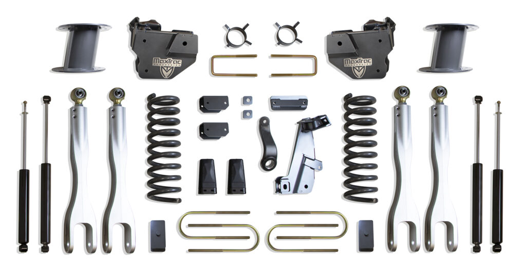 MaxTrac 8" Lift Kit with 4-Links and Shocks for Factory Rear Air Ride for 2013-2018 RAM 3500 4WD Diesel-K947385LA