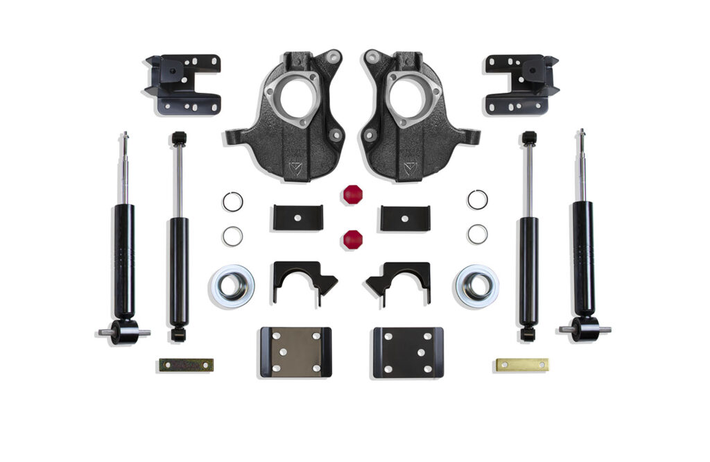 MaxTrac 3"/5" or 4"/6" Lowering Kit with Spindles/Struts for Stamped/Aluminum Arms for 2016-2018 Silverado/Sierra 1500 2WD/4WD-KC331336