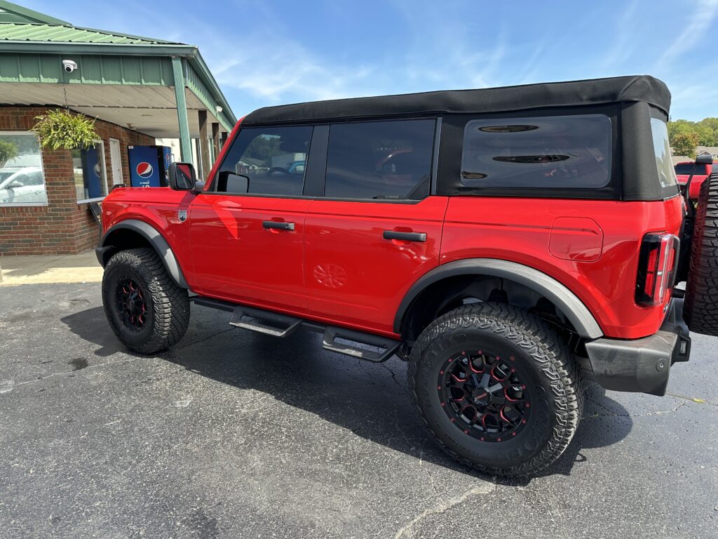 Assembled Bilstein 5100 installed on 2021-2024 Ford Bronco Red