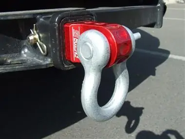 Factor 55 Aluminum HitchLink - Red installed with D-Ring (not included)