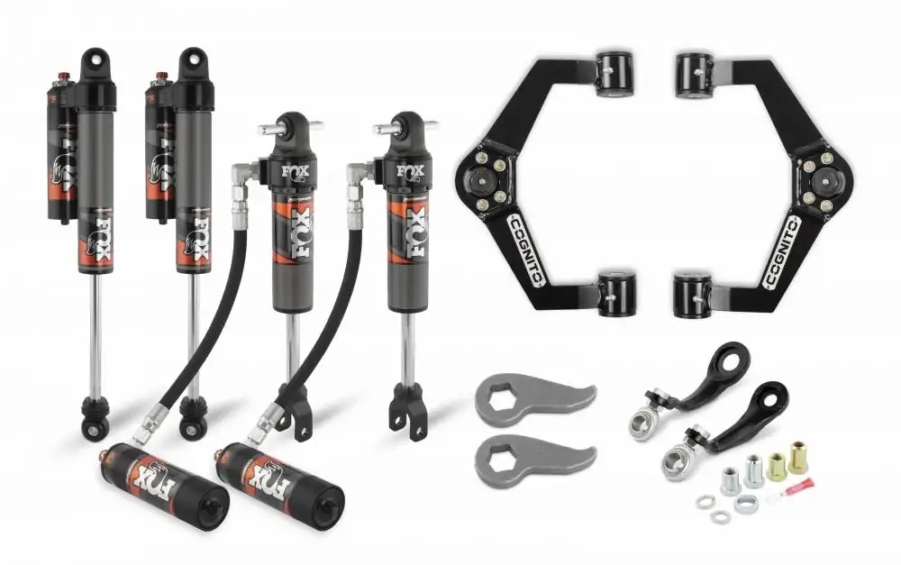 Cognito 3-Inch Elite Leveling Kit with Fox Elite 2.5 Reservoir Shocks for 11-19 Silverado/Sierra 2500/3500