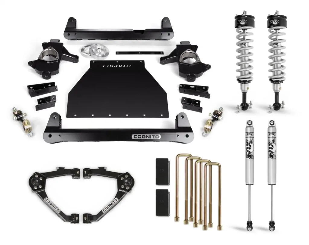 Cognito 4-Inch Performance Lift Kit With Fox PS IFP 2.0 Shocks For 14-18 Silverado/ Sierra 1500 2WD/4WD With OEM Stamped Steel/ Cast Aluminum Control Arms