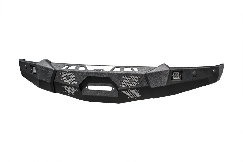 DV8 Offroad Front Steel Reinforced Bumper with winch support for 2019-2021 Ram 1500 - tilt view