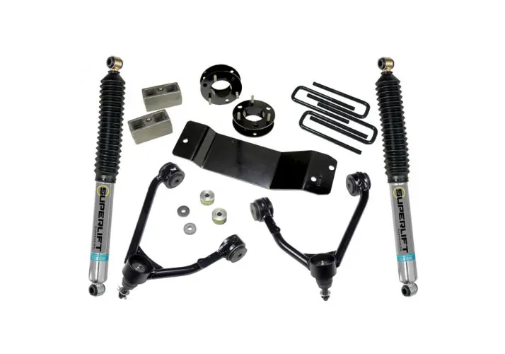 SuperLift 3.5" Lift Kit 2007-2016 Chevy Silverado and GMC Sierra 1500 4WD CAST Steel Arms Bilstein Rear Shocks