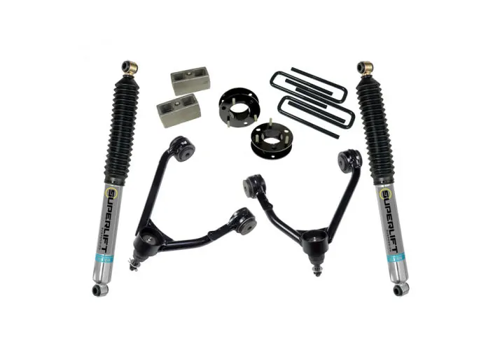 SuperLift 3.5" Lift Kit 2014-2018 Chevy Silverado GMC Sierra 1500 2WD Aluminum/Stamp Steel Control arms Bilstein Rear Shocks