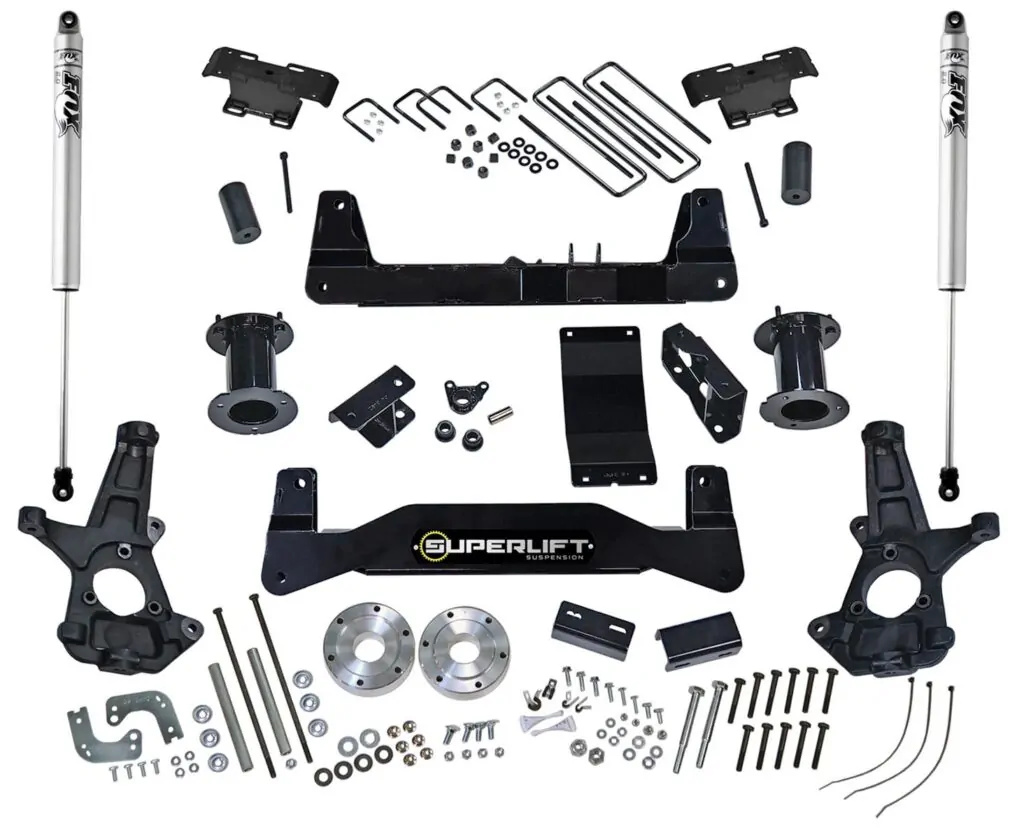 SuperLift 6.5" Lift Kit 2014-2018 Chevy Silverado GMC Sierra 1500 4WD Aluminum/Stamped Steel Arms FOX Shocks