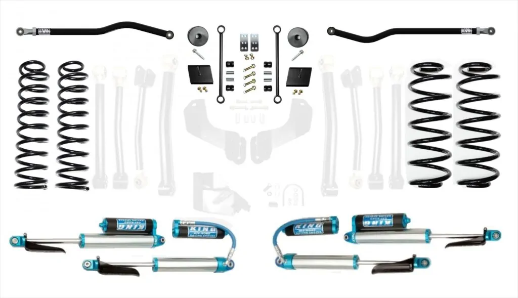 Jeep Wrangler JL 2.5 Inch Heavy Duty Enforcer Lift Stage 1 Plus with EVO SPEC King 2.5 Inch Shocks with Adjusters EVO Manufacturing