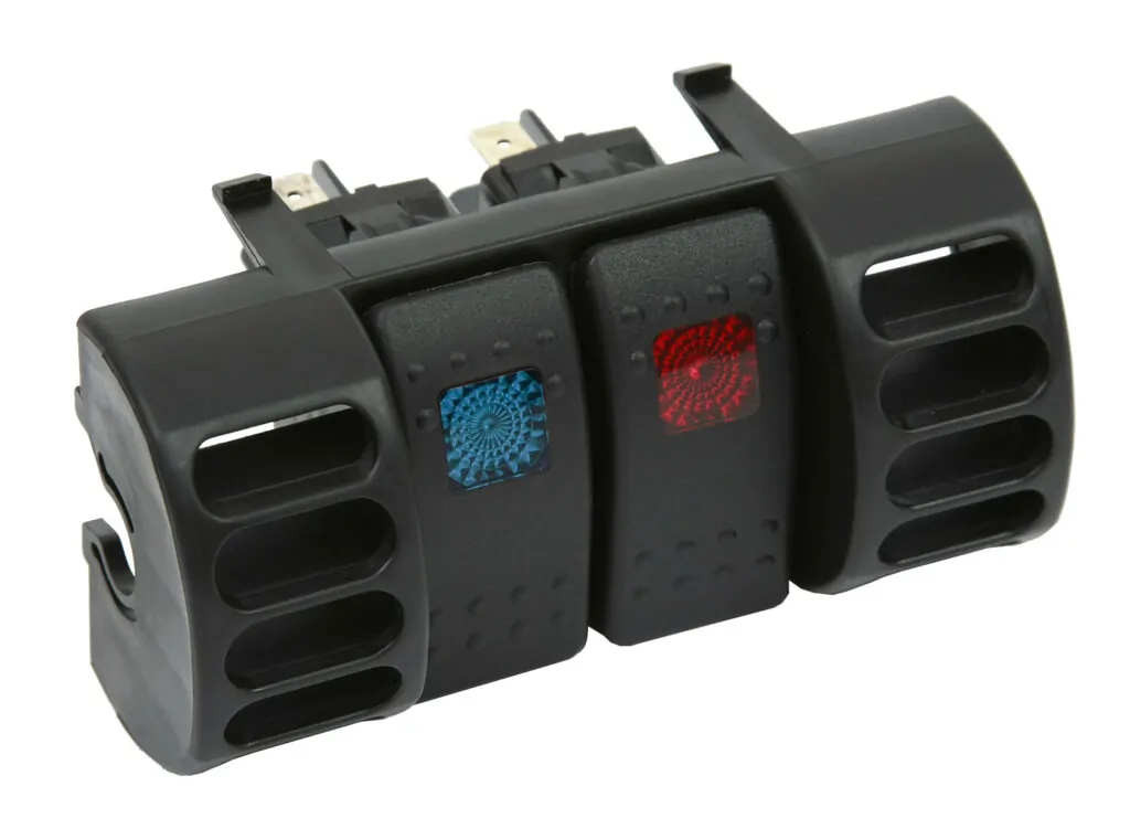 Daystar Upper Air Vent Switch Pod W/2 Rocker Switches Blue/Red For 87-96 Jeep TJ KJ71036BK