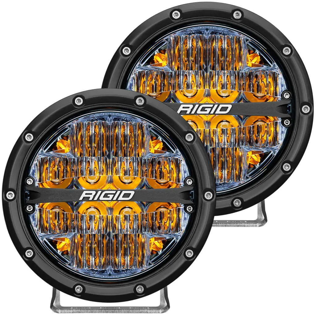 RIGID 360-Series 6 Inch Led Off-Road Drive Beam Amber Backlight Pair - 36206