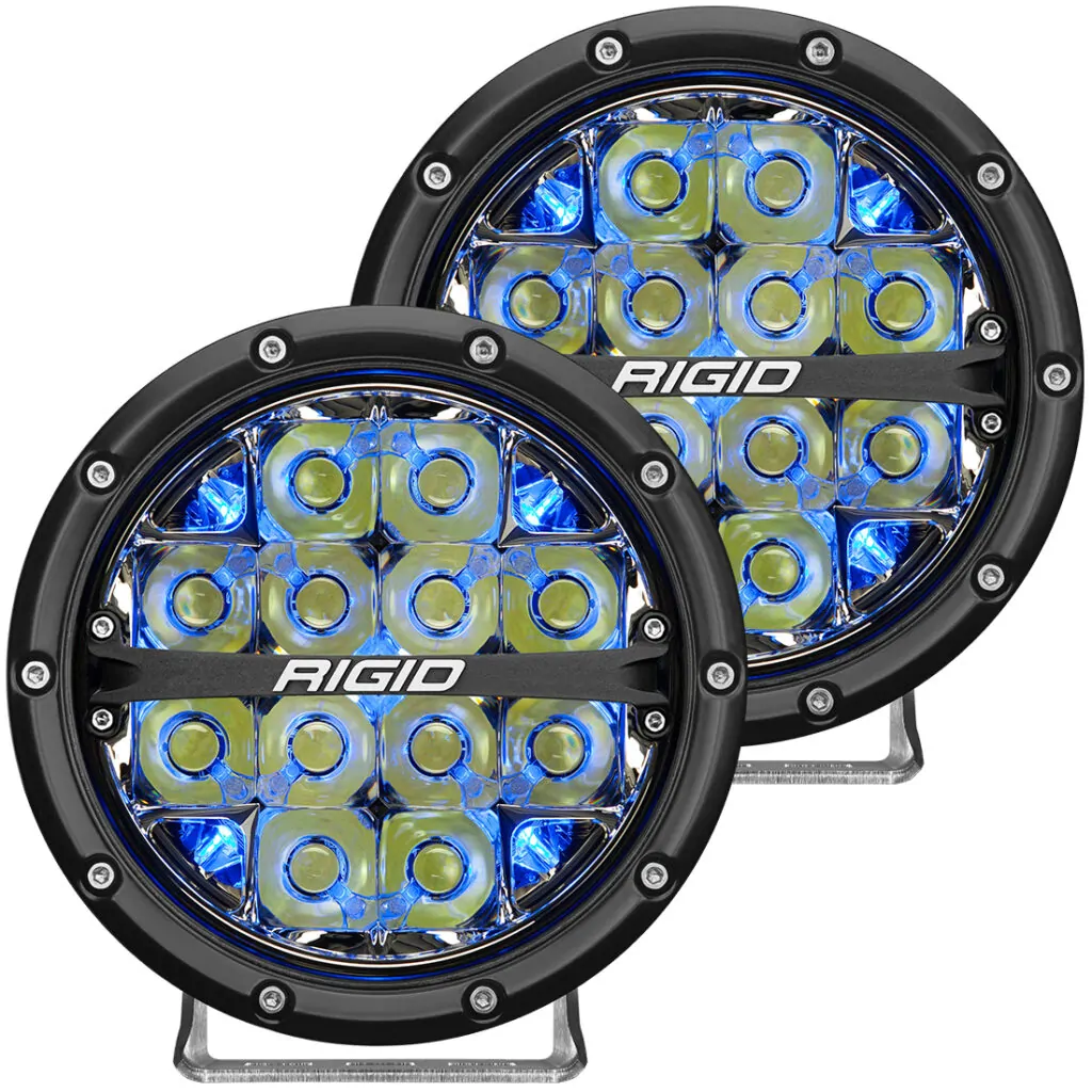 RIGID 360-Series 6 Inch Led Off-Road Spot Beam Blue Backlight Pair - 36202