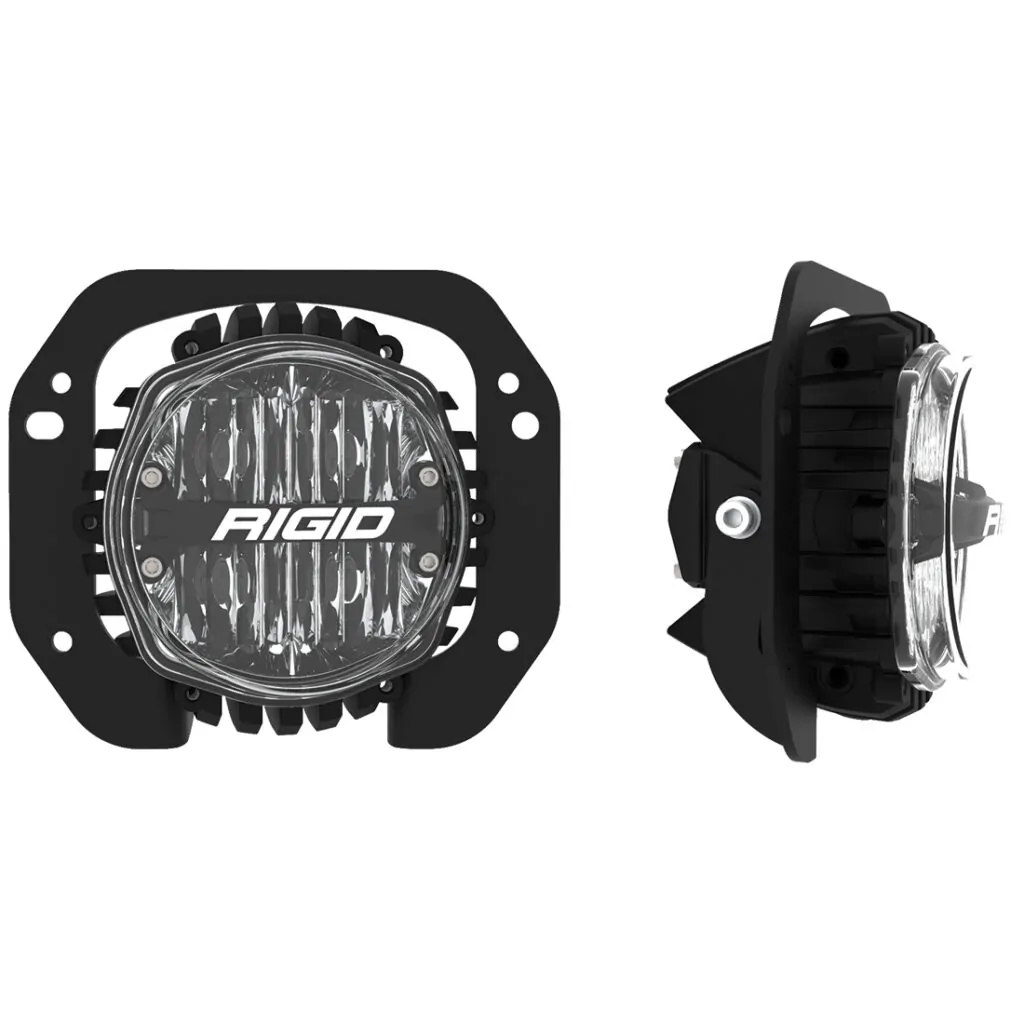 RIGID Jeep JL/Gladiator Bumper Fog Mount Kit For 18-2023 Jeep JL Rubicon/Gladiator 1 Piece Plastic With 360-Series 4.0 Inch SAE White Lights - 37106