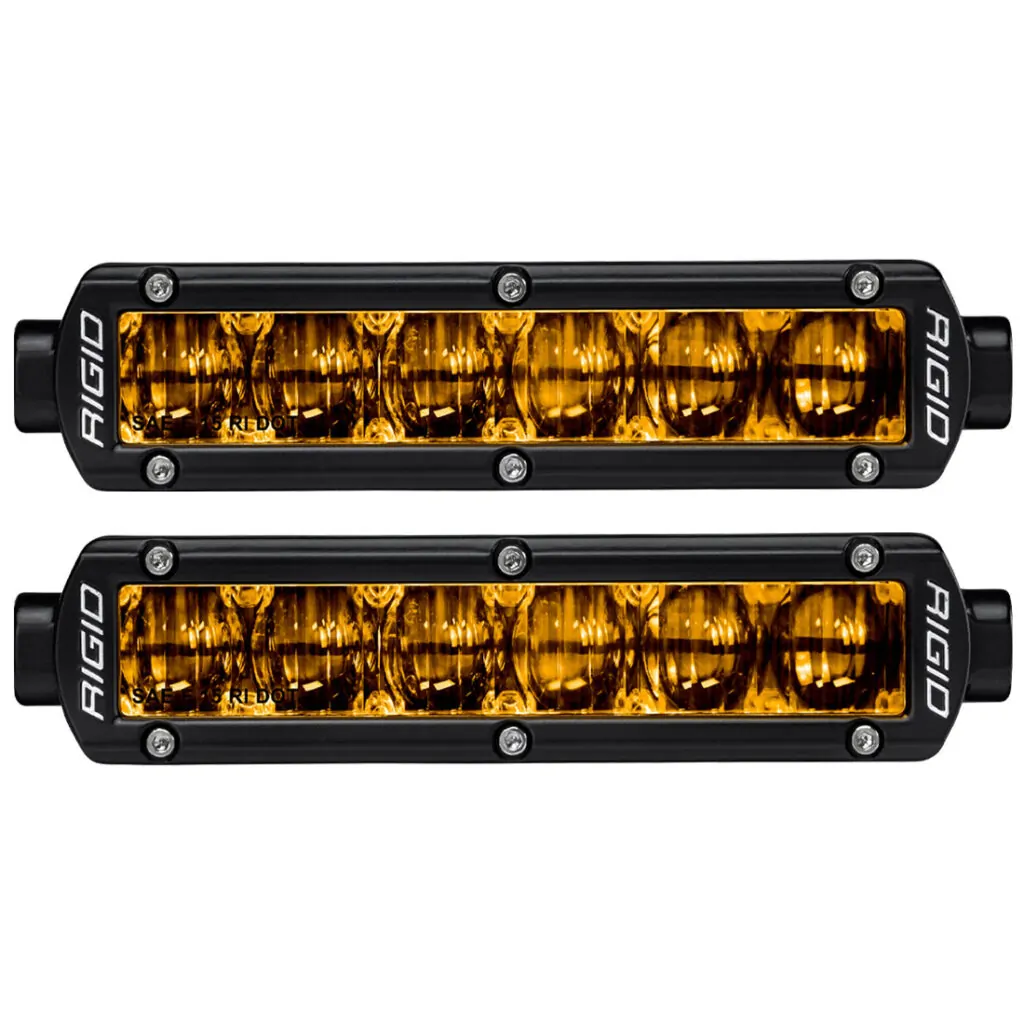 RIGID SAE J583 Compliant Selective Yellow Fog Light Pair Sr-Series Pro 6 Inch Street Legal Surface Mount - 906704